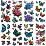 Butterfly Butterflies Flowers 3D Effect Temporary Tattoo Sticker