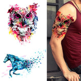 Watercolor Animals Rock Art Water Transfer Tattoo Sticker