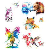 Watercolor Animals Rock Art Water Transfer Tattoo Sticker