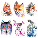 Watercolor Animals Rock Art Water Transfer Tattoo Sticker