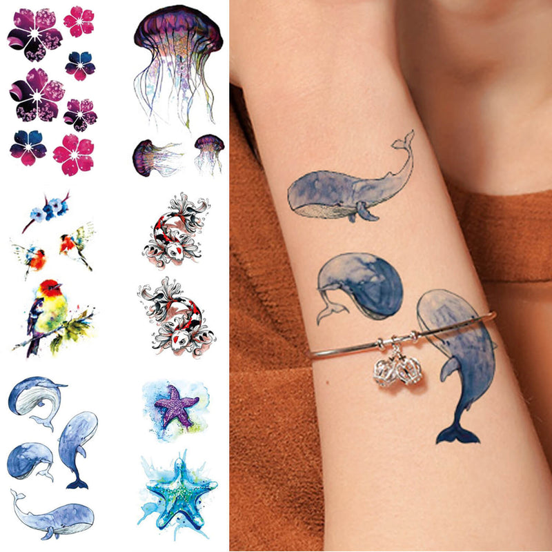 Watercolor Nature Ocean Animals Small Tattoo Sticker