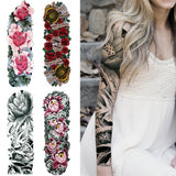 Full Sleeve Arm Thigh Rose Lotus Temporary Tattoo Sticker