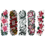 Full Sleeve Arm Thigh Rose Lotus Temporary Tattoo Sticker