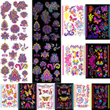 Neon UV Glow in The Dark Night Club Flower Butterfly Tattoo Sticker