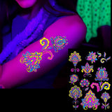 Neon UV Glow in The Dark Night Club Flower Butterfly Tattoo Sticker
