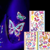 Neon UV Glow in The Dark Night Club Flower Butterfly Tattoo Sticker