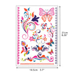 Neon UV Glow in The Dark Floral Flower Butterfly Tattoo Sticker B
