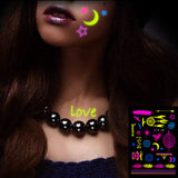 Neon UV Wings Necklace Feather Eyes Tattoo Sticker Glow in The Dark