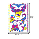 Neon UV Wings Beast Skull Wings Wolf Halloween Tattoo Sticker Glow