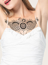 Black Floral Watercolor Animals Underboob Tattoo Sticker