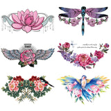 Black Floral Watercolor Animals Underboob Tattoo Sticker