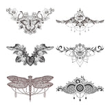 Black Floral Watercolor Animals Underboob Tattoo Sticker