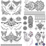 Black Lace Flower Medium size Underboob Tattoo Stickers