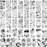 Black Colorful X-Ray Butterfly Flowers Tattoo Sticker