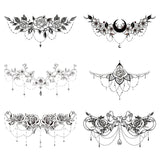 Black Floral Watercolor Animals Underboob Tattoo Sticker