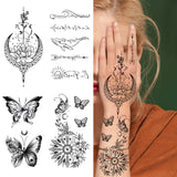 Black Colorful X-Ray Butterfly Flowers Tattoo Sticker