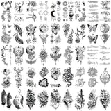 Black Colorful X-Ray Butterfly Flowers Tattoo Sticker