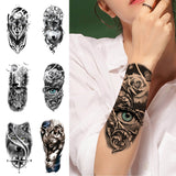 Fierce Animals Sword Tattoo Sticker for Arm Thigh Chest Back