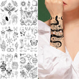 Black Phoenix Snake Floral Medusa Sun Moon Tattoo Stickers