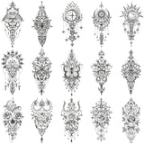 Black Mandala mix Floral Flower Temporary Tattoo Sticker