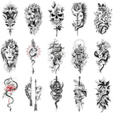 Fierce Animals Sword Tattoo Sticker for Arm Thigh Chest Back