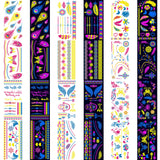 Neon UV Glow in The Dark Night Club Jewellery Necklace Tattoo Sticker