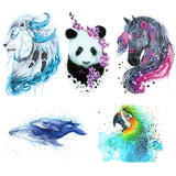 Watercolor Animals Rock Art Water Transfer Tattoo Sticker