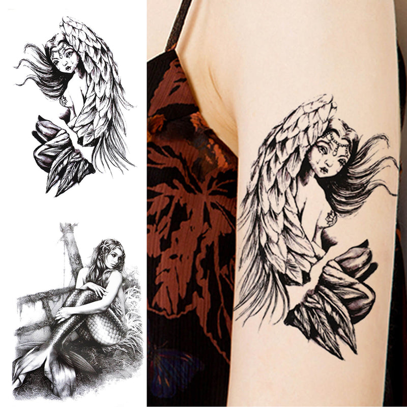 Mermaid & Angel Temporary Tattoo Sticker