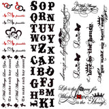Art Alphabet Words Letters Cross Romantic Tattoo Sticker