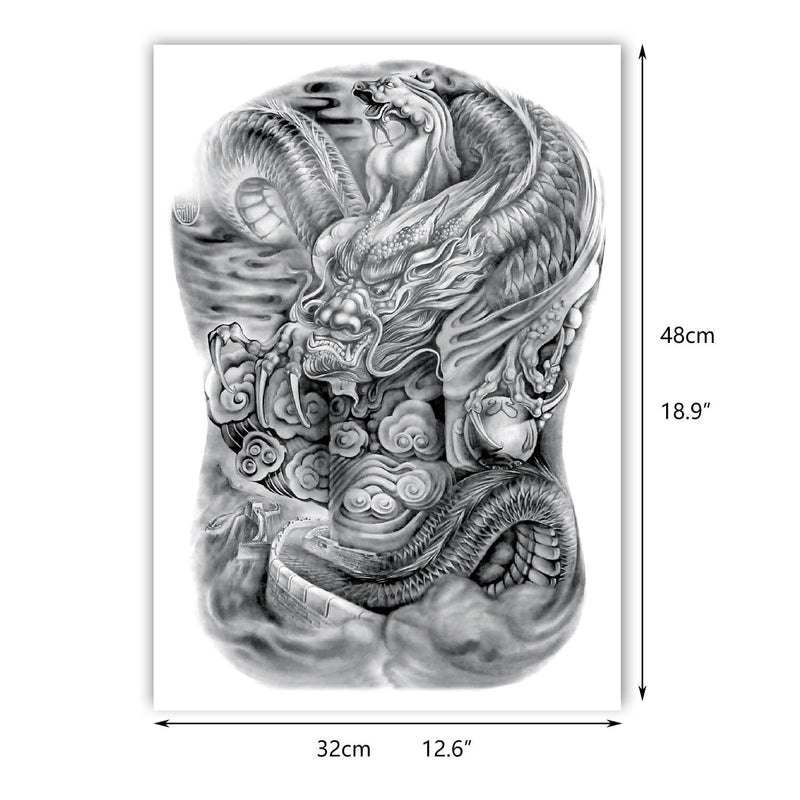 Full back for Men Dragon design Tattoo Sticker