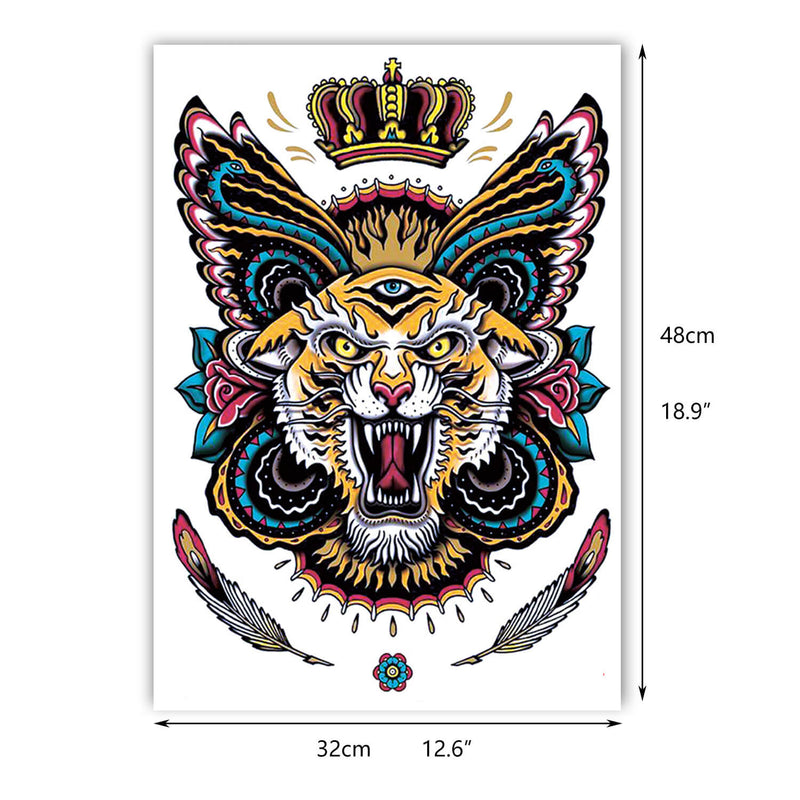 Full back for Men Tiger Snake design Tattoo Sticker
