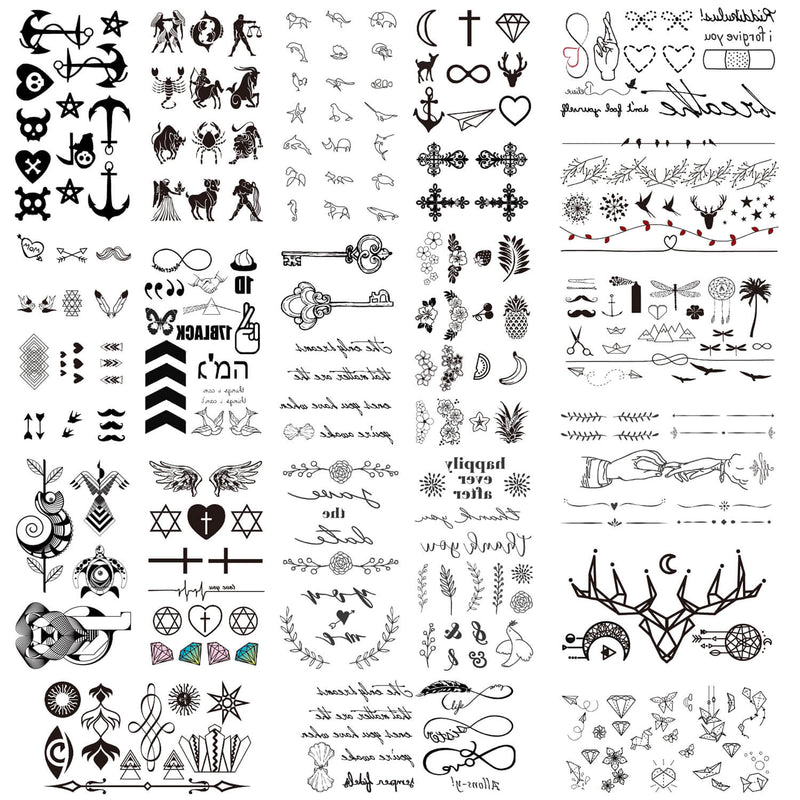 Tiny Tattoos Cross Wings with popular elements Tattoo Sticker