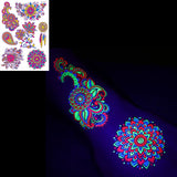 Neon UV Glow in The Dark Floral Flower Butterfly Tattoo Sticker B