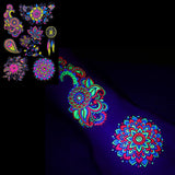 Neon UV Glow in The Dark Floral Flower Butterfly Tattoo Sticker B