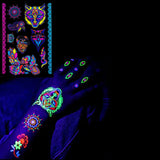 Neon UV Wings Beast Skull Wings Wolf Halloween Tattoo Sticker Glow