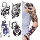Fierce Animals Sword Tattoo Sticker for Arm Thigh Chest Back