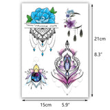 Watercolor Lace Floral Designs Temporary Tattoo Sticker