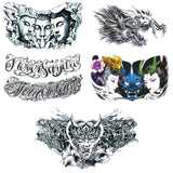 Men Chest Tattoo Sticker Buddha Dragon Words Death