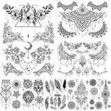 Black Lace Flower Medium size Underboob Tattoo Stickers