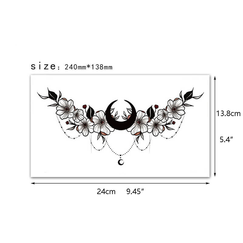 Black Floral Watercolor Animals Underboob Tattoo Sticker