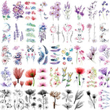 Black Colorful X-Ray Butterfly Flowers Tattoo Sticker