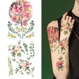 Peony Floral White Vein Temporary Tattoo Sticker