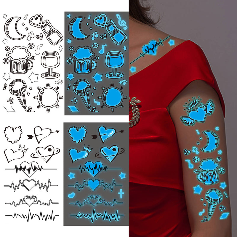 Glow in The Dark Blue Party Supplies Tattoo Sticker