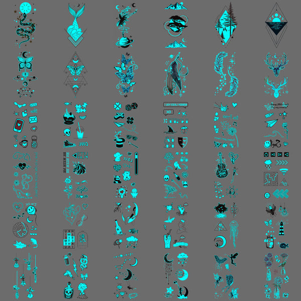Glow in The Dark Blue Adults Party Supplies Tiny Tattoo Sticker