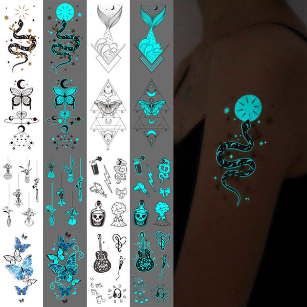 Glow in The Dark Blue Adults Party Supplies Tiny Tattoo Sticker