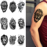 Fierce Animals Sword Tattoo Sticker for Arm Thigh Chest Back