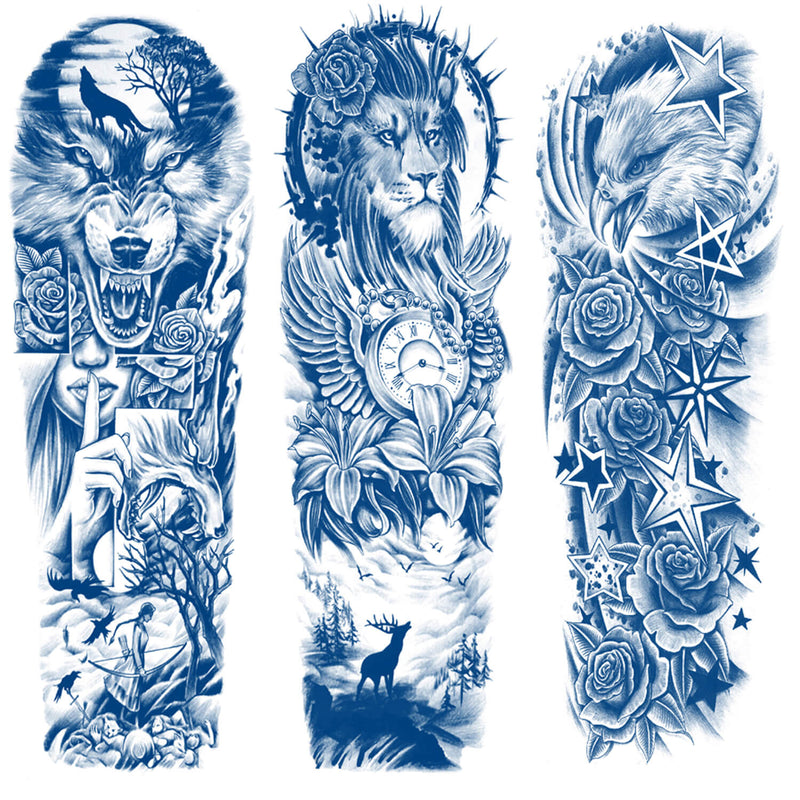 Semi Permanent Full Sleeve Arm Greek Mythology Dragon Beast Tattoo Sticker
