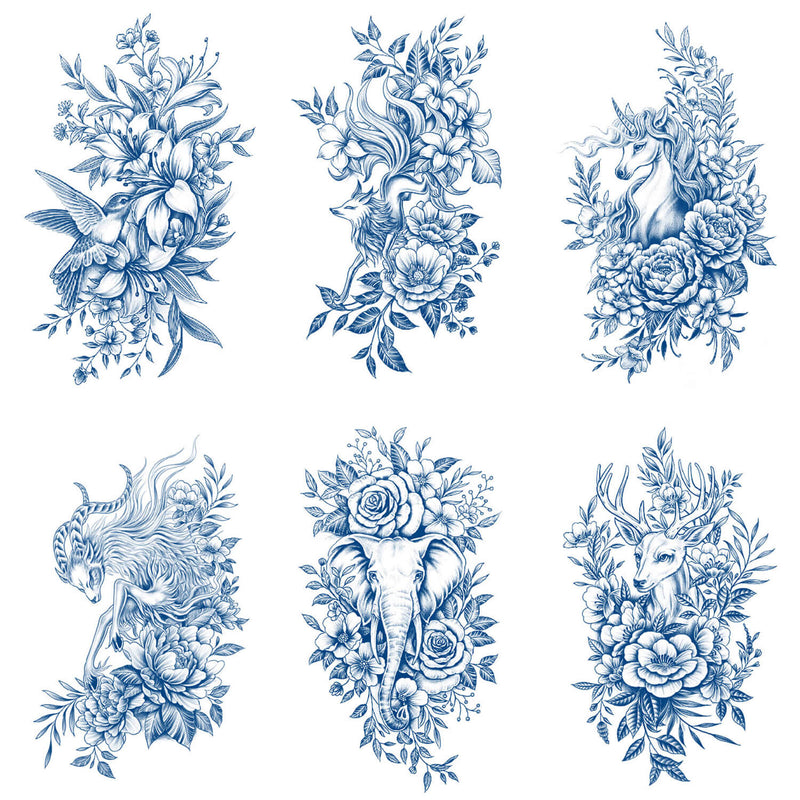Semi Permanent Men Women Flowers Animals mix Tattoo Sticker