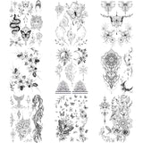 Black Dragonfly Mermaid Snake Floral Bird Butterfly Tattoo Stickers
